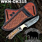 Handmade Cowboy Knife | Damascus Blades | Custom Leather Sheath. - Image 2