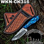 Handmade Cowboy Knife | Damascus Blades | Custom Leather Sheath.