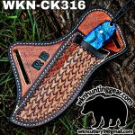 Handmade Cowboy Knife | Damascus Blades | Custom Leather Sheath. - Image 3