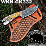 Handmade Cowboy Knife | Damascus Blade | Custom Leather Sheath. - Image 2