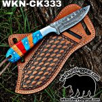 Handmade Cowboy Knife | Damascus Blade | Custom Leather Sheath. - Image 2