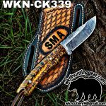 Handmade Cowboy Knife | Damascus Blade | Custom Leather Sheath. - Image 2