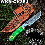 Handmade Cowboy Knife | Damascus Blade | Custom Leather Sheath.