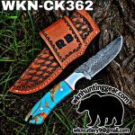 Handmade Cowboy Knife | Damascus Blade | Custom Leather Sheath. - Image 2