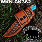 Handmade Cowboy Knife | Damascus Blade | Custom Leather Sheath. - Image 3