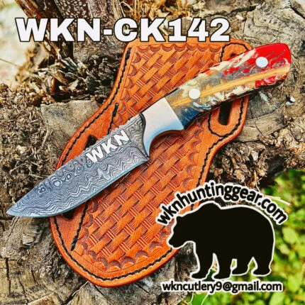 handmade damascus steel cowboy knife.