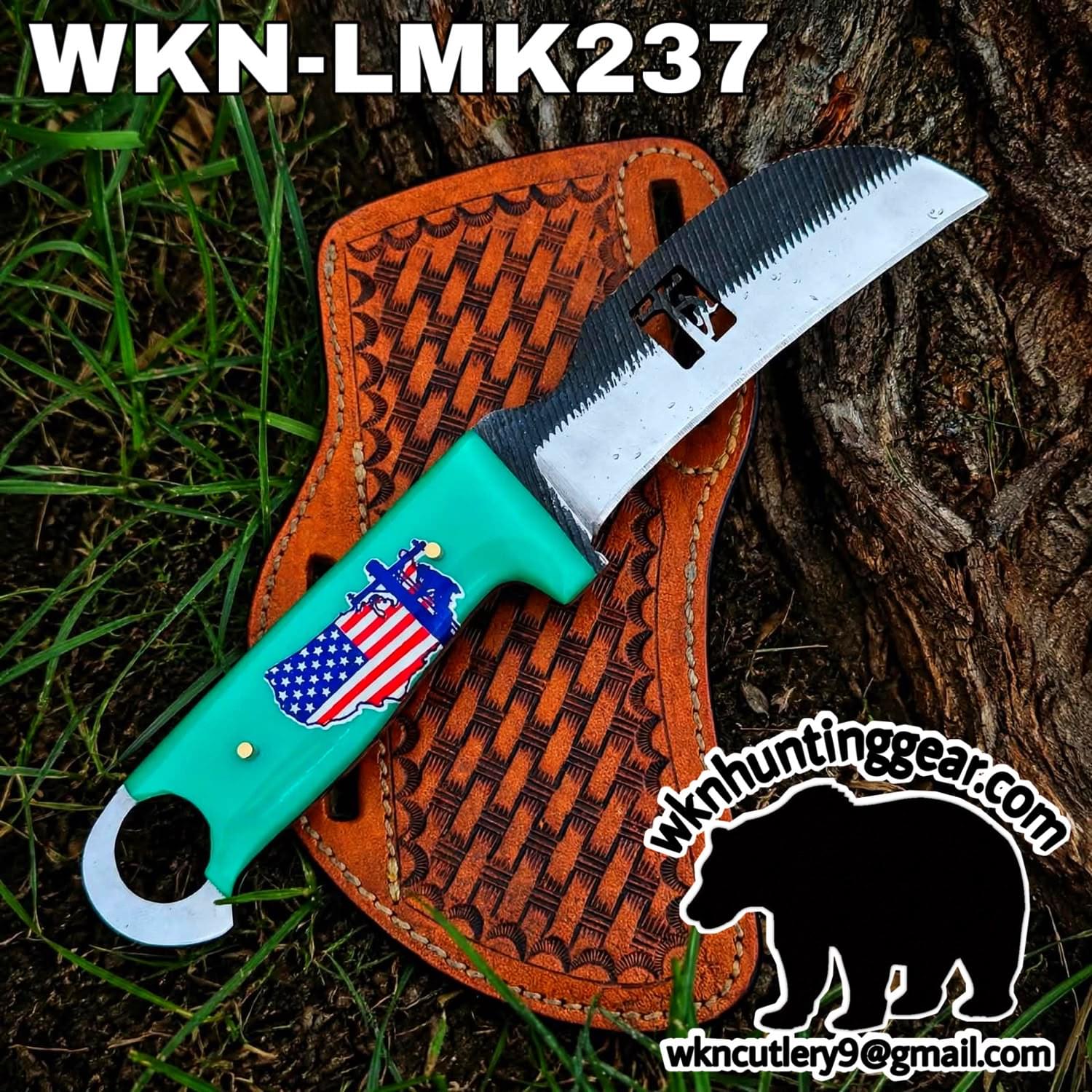 Handmade Lineman Knives | Hawksbill Blades | Custom Leather Sheath - Image 2