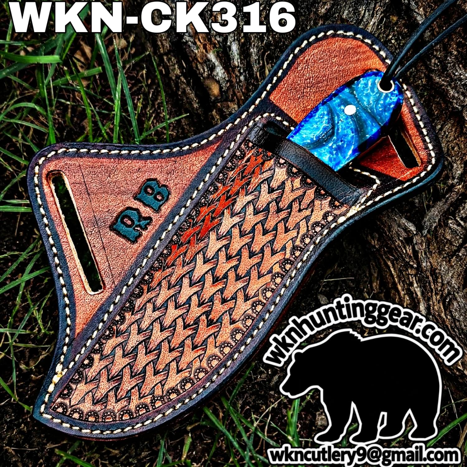 Handmade Cowboy Knife | Damascus Blades | Custom Leather Sheath. - Image 3