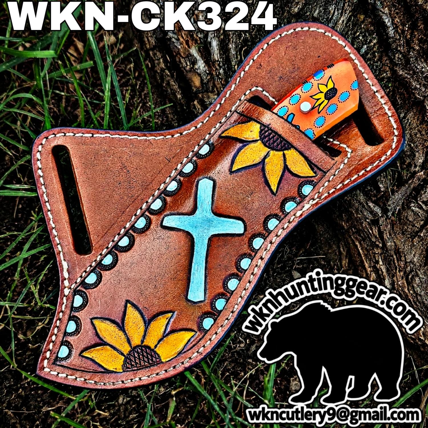 Handmade Cowboy Knife | Damascus Blade | Custom Leather Sheath. - Image 3