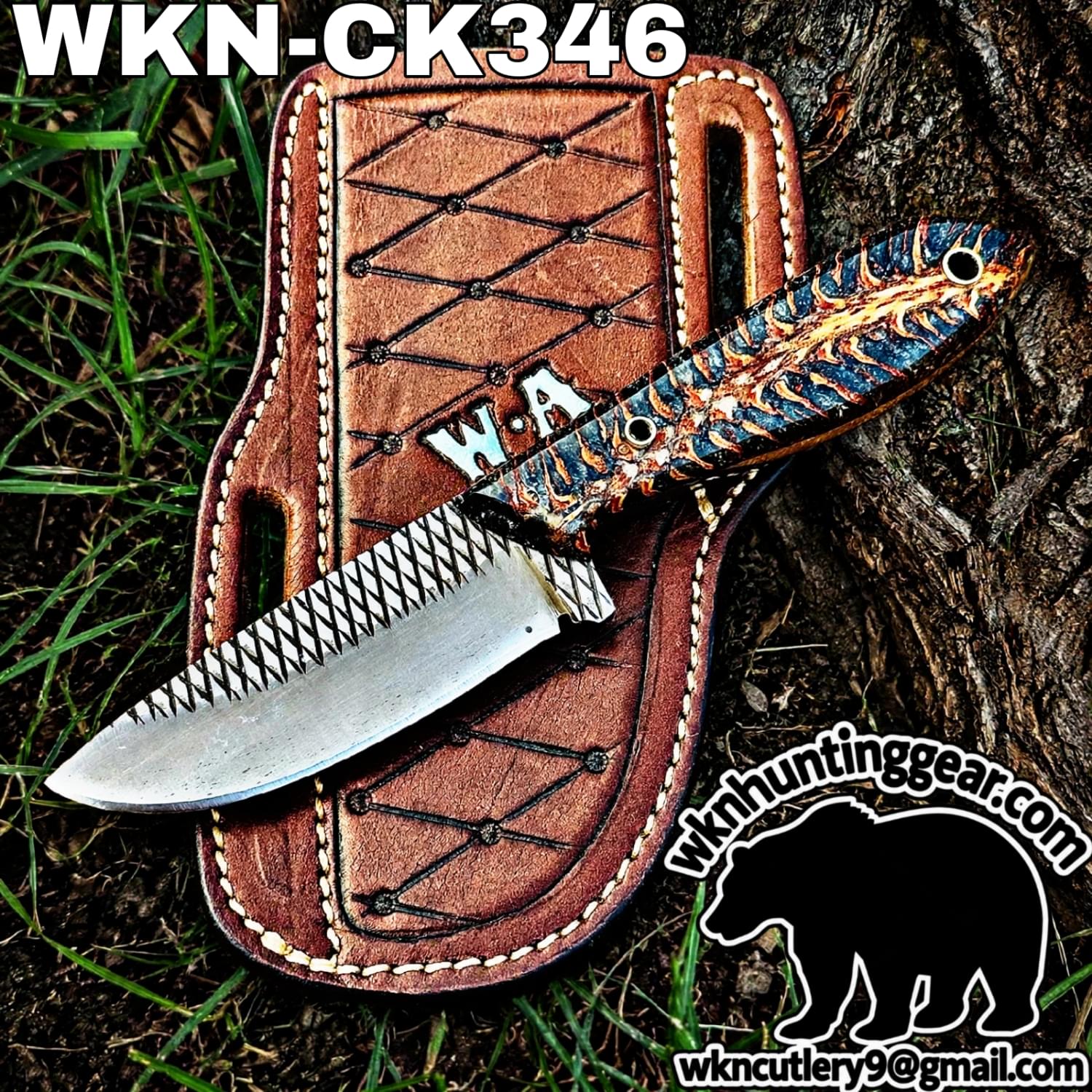 Handmade Cowboy Knife | Rasp Blade | Custom Leather Sheath. - Image 1